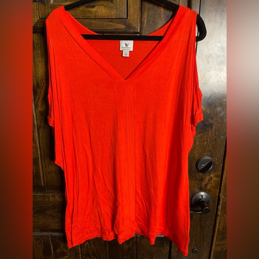 Red Cold Shoulders Top